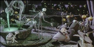 Una bellissima scena del film Nightmare Before Christmas