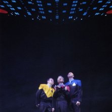 Aldo, Giovanni e Giacomo in una sequenza del film Anplagghed al cinema