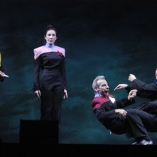 Silvana Fallisi, Aldo, Giovanni e Giacomo in una scena di Anplagghed al cinema