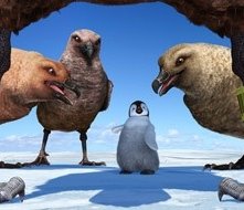 Una scena del film d'animazione Happy Feet