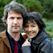 Andrea Renzi e Barbara Livi sul set del film TV Disegno di sangue