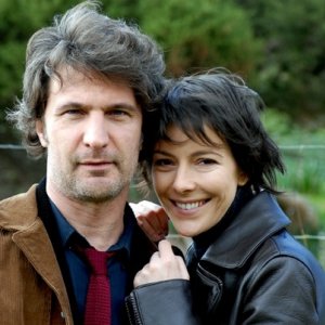 Andrea Renzi e Barbara Livi sul set del film TV Disegno di sangue