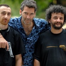 Rodolfo Corsato e i Manetti Bros sul set del film Morte di un confidente