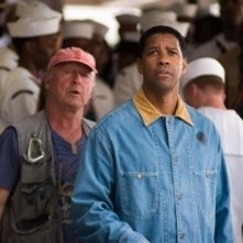Denzel Washington e Tony Scott in una scena di Deja Vu - Corsa Contro Il Tempo