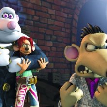 Una scena del cartoon Giù per il tubo di David Bowers e Sam Fell