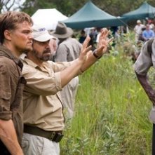 Edward Zwick, Leonardo DiCaprio e Djimon Hounsou sul set del film Blood Diamond - Diamanti di sangue
