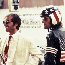 Jack Nicholson con Peter Fonda in una scena di Easy Rider