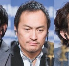 Ninomiya Kazunari, Ken Watanabe e Ihara Tsuyoshi alla Berlinale 2007 per presentare il film Lettere da Iwo Jima