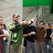 Lena Headey e Zack Snyder sul set di 300