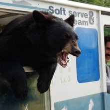 Sacha Baron Cohen e l'orso in una scena di 'Borat'