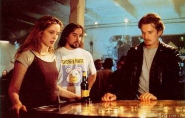 Richard Linklater, Julie Delpy ed Ethan Hawke sul set del film 'Prima dell'alba'