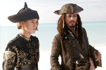 Keira Knightley e Johnny Depp in Pirati dei Caraibi