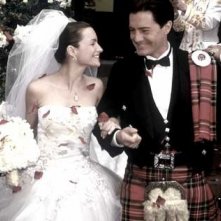 Kristin Davis e Kyle MacLachlan in una scena di Sex and the City, episodio Nessuna domanda, nessuna risposta