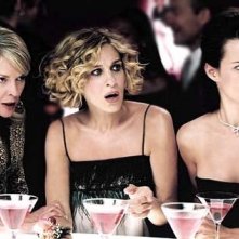 Sarah Jessica Parker, Candice Bergen e Kristin Davis in una scena di Sex and the City, episodio Libri e carte di cuori