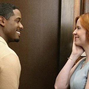 Cynthia Nixon in una scena di Sex and the City, episodio Il diritto di scelta di una donna