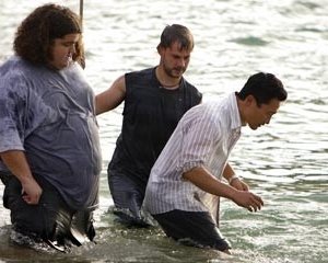 Dominic Monaghan, Jorge Garcia e Daniel Dae Kim nell'episodio 'La caccia' di Lost