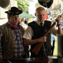 Gli attori Nick Frost e Simon Pegg in Hot Fuzz