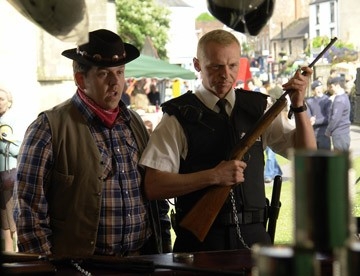 Gli attori Nick Frost e Simon Pegg in Hot Fuzz