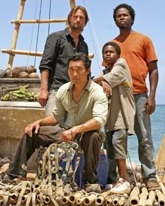 Josh Holloway, Harold Perrineau, Daniel Dae Kim e Malcolm David Kelley nell'episodio 'Esodo: parte 1' di Lost