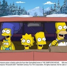 Tutta la famiglia Simposon in una scena de I Simpson - il film
