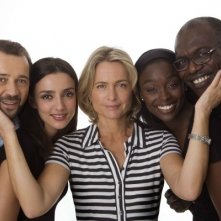 Cristina Comencini, regista di Biancoe  Nero, e gli interpreti Fabio Volo, Ambra Angiolini, Aissa Maiga e Eriq Ebouanay