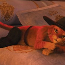 Un'immagine del gatto con gli stivali nel film Shrek Terzo