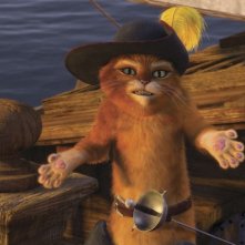 Una scena del film Shrek Terzo, con il gatto dagli stivali