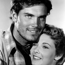 Una foto di Jeffrey Hunter e Vera Miles sul set di SENTIERI SELVAGGI