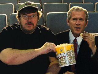 Wallpaper di Michael Moore in un irresistibile fotomontaggio con George W.Bush