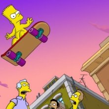 Bart nudo corre sullo skateboard in I Simpson - il film