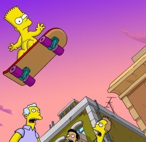 Bart nudo corre sullo skateboard in I Simpson - il film