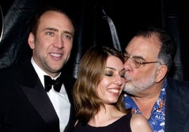Nicolas Cage with his cousin Sofia Coppola and uncle Francis Ford Coppola