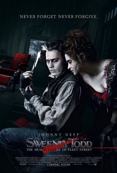 poster di Sweeney Todd con i 'diabolici' Depp e Carter