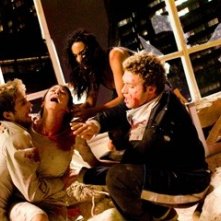 Michael Stahl-David, Odette Yustman, T.J. Miller e Jessica Lucas in una scena di Cloverfield