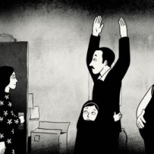 Un'immagine del film Persepolis, con la piccola protagonista e suo padre