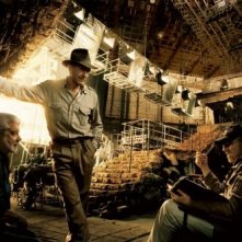 George Lucas, Harrison Ford e Steven Spielberg sul set di Indiana Jones 4