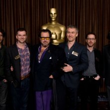 I registi in nomination agli ottantesimi Oscar al Nominees Luncheon: da destra, Joel Coen, Paul Thomas Anderson, Julian Schnabel, Tony Gilroy, Ethan Coen e Jason Reitman