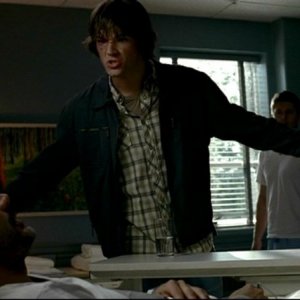 Jensen Ackles, Jeffrey Dean Morgan e Jared Padalecki, nell'episodio, 'In my time of dying' della serie Supernatura