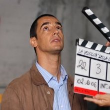 Peppino Mazzotta sul set del film La velocità della luce
