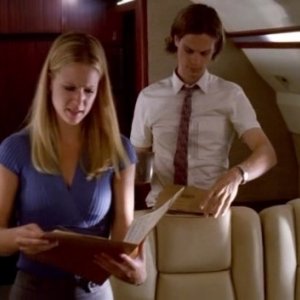 A.J. Cook e Matthew Gray Gubler, interpretano J.J. e Spencer, nell'episodio 'Scared to Death' della serie tv Criminal Minds