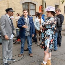 Mos Def, Jack Black e il regista Michel Gondry in un'immagine sul set del film Be Kind Rewind