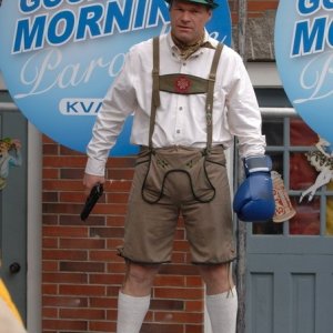 Il regista Uwe Boll in un'immagine sul set di Postal