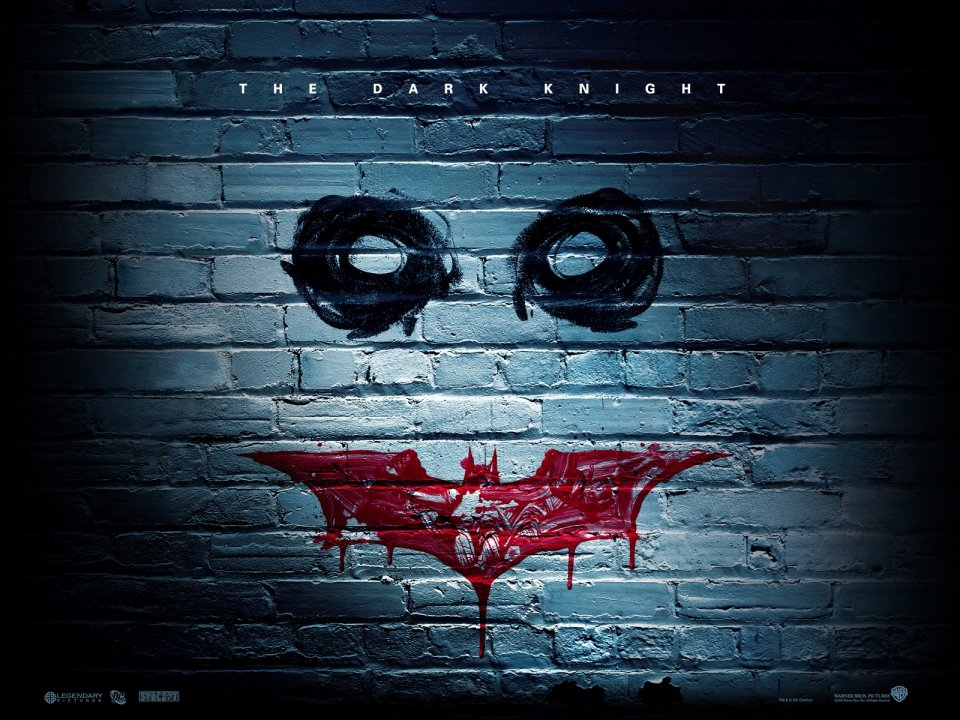 Un wallpaper del film Il cavaliere oscuro con l'immagine stilizzata di Joker