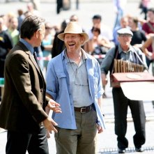 Tom Hanks e Ron Howard a Piazza del Popolo a Roma sul set di Angeli e demoni