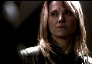 Lucy Lawless in una scena dell'episodio Revelations della quarta stagione di Battlestar Galactica