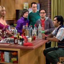 Johnny Galecki, Jim Parsons, Simon Helberg, Kaley Cuoco e Kunal Nayyar nell'episodio The Grasshopper Experiment  di The Big Bang Theory