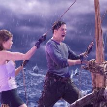 Brendan Fraser e Anita Briem in una scena del film Journey to the Center of the Earth 3D
