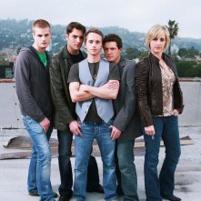 Jay Brannan, Eli Kranski, Brent Gorski, Christopher Wyllie e Melissa Searing in una foto promozionale del film Holding Trevor