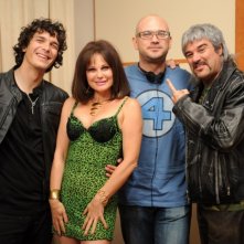 Marco Rulli, Patrizia Pellegrino e i registi Gianluca Sodaro e Pino Insegno sul set di Ti stramo