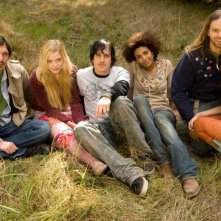 Lukas Haas, Jaime King, Jason Mewes, Marsha Thomason, Stephen Heath e Paz de la Huerta sul set di The Tripper